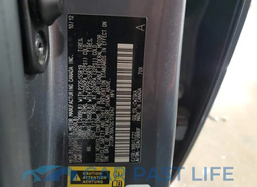 2T2BK1BA7DC178347# 12