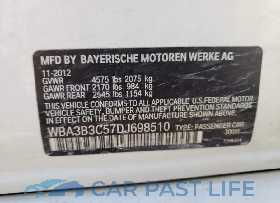 WBA3B3C57DJ698510# 10