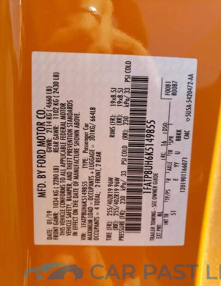 1FATP8UH6K5149855# 10
