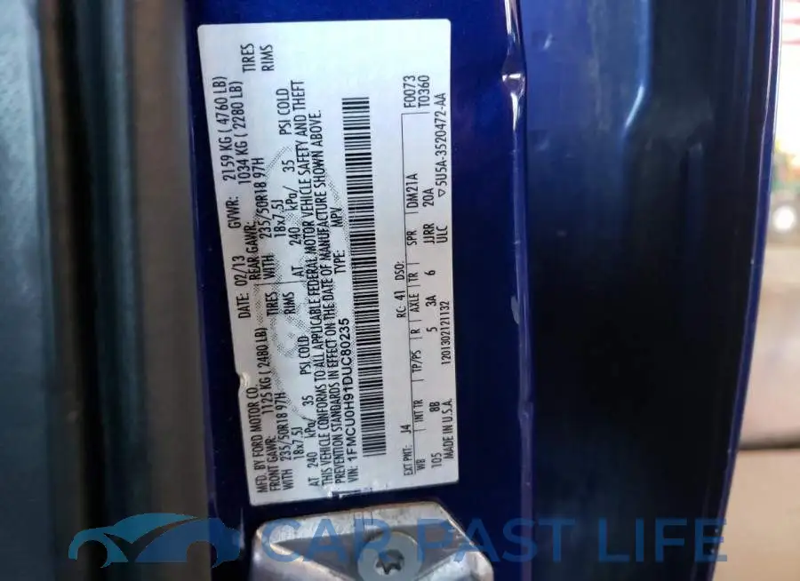1FMCU0H91DUC80235# 13