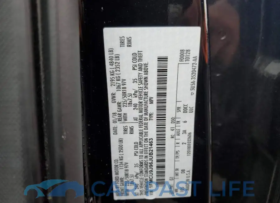 1FMCU9J96JUB21463# 10