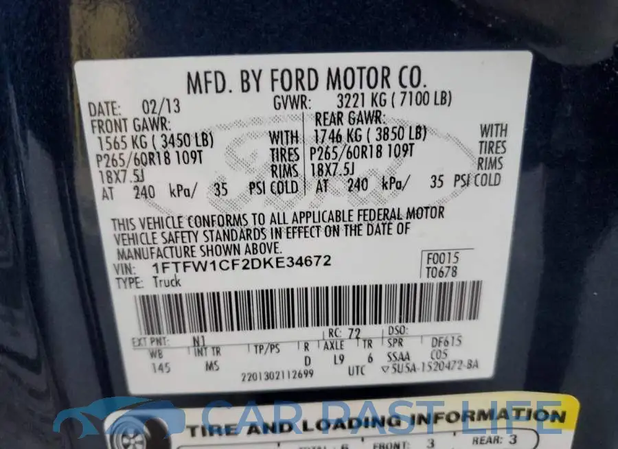 1FTFW1CF2DKE34672# 13
