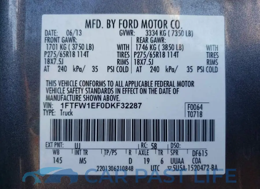 1FTFW1EF0DKF32287# 10