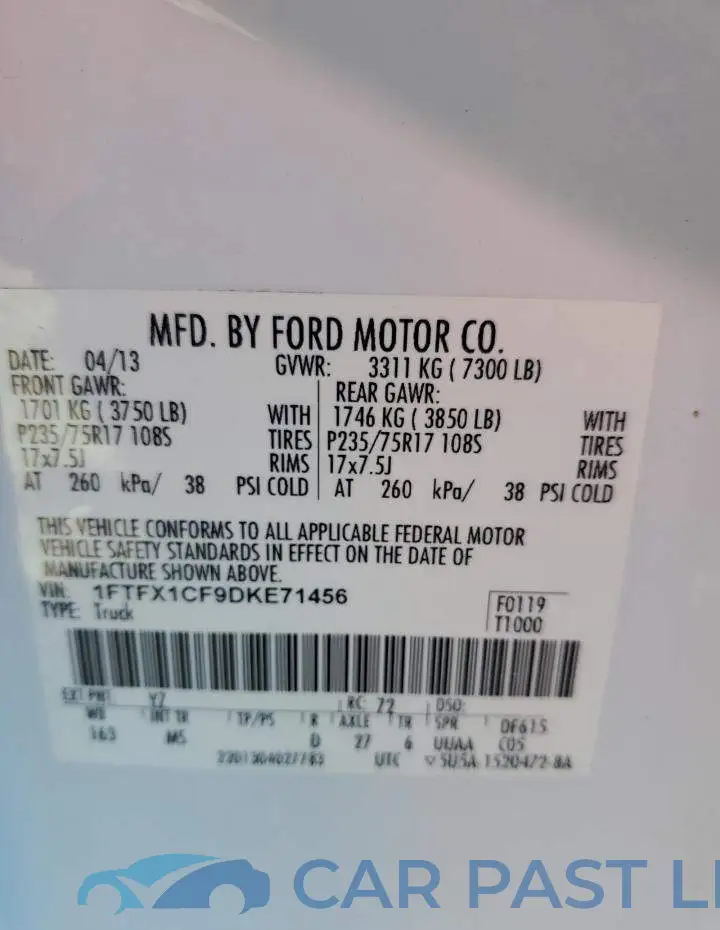 1FTFX1CF9DKE71456# 12