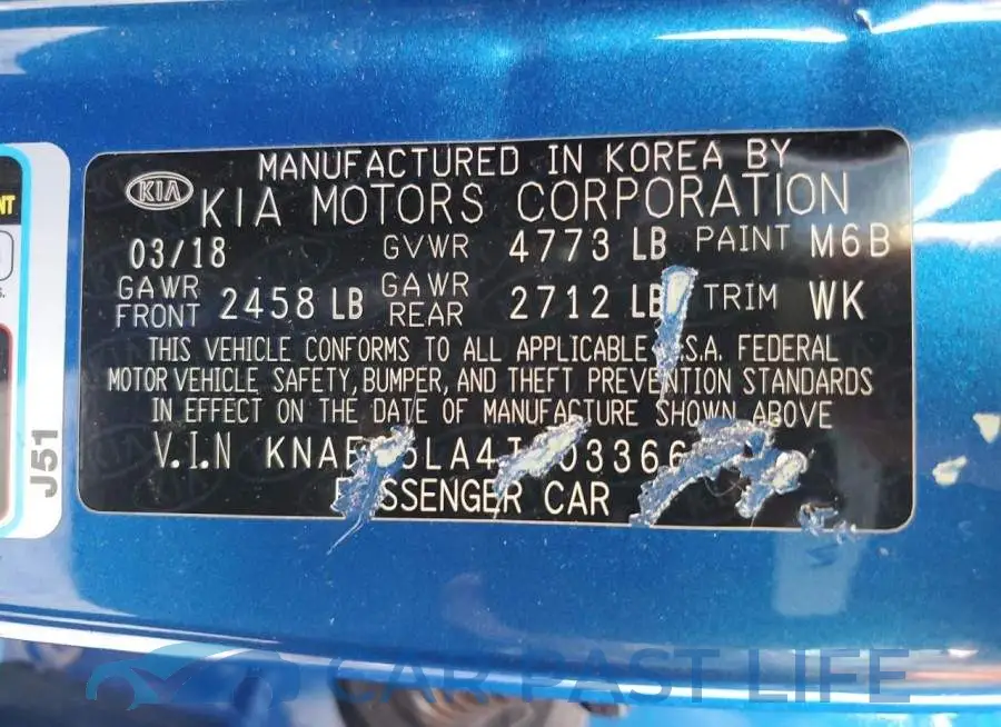 KNAE25LA4J6033662# 12