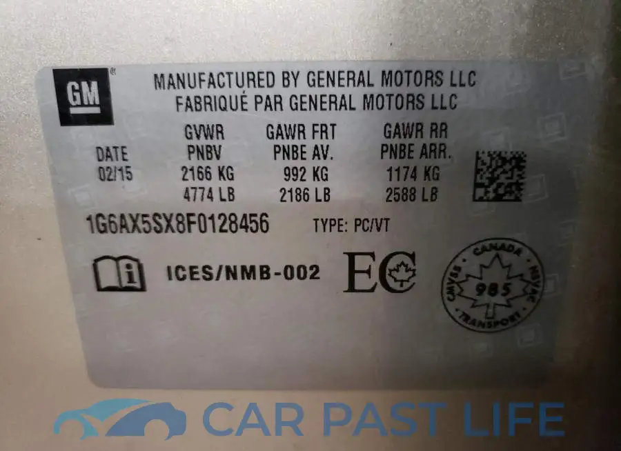 1G6AX5SX8F0128456# 12