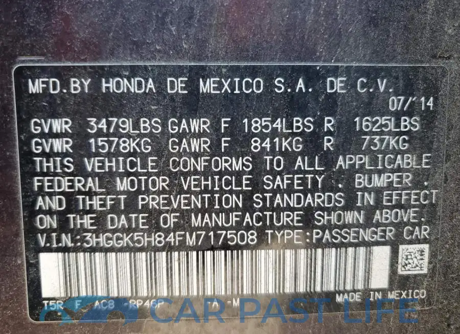 3HGGK5H84FM717508# 12