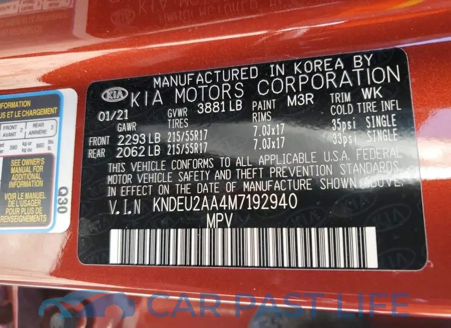 KNDEU2AA4M7192940# 10