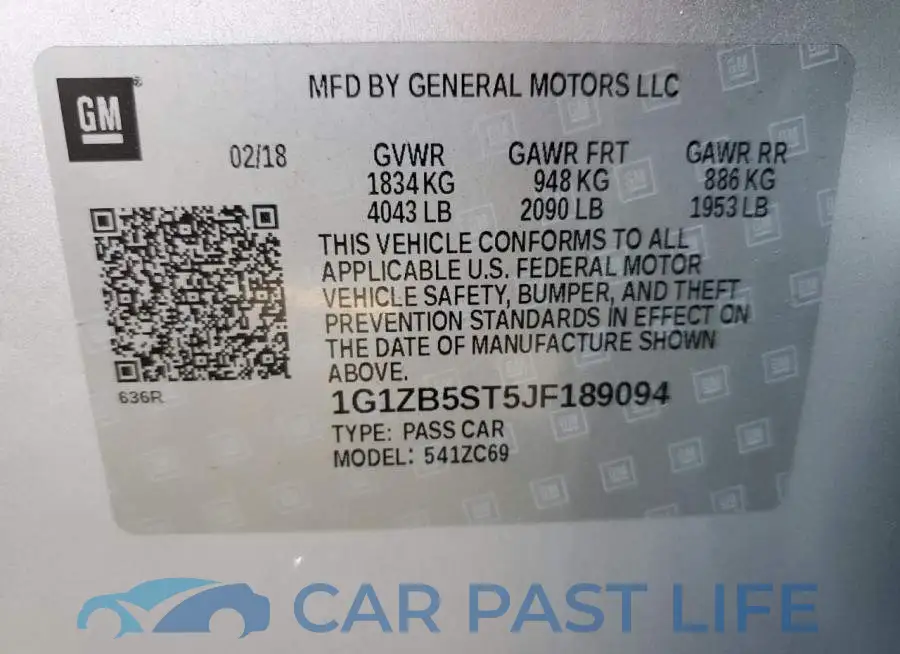 1G1ZB5ST5JF189094# 12