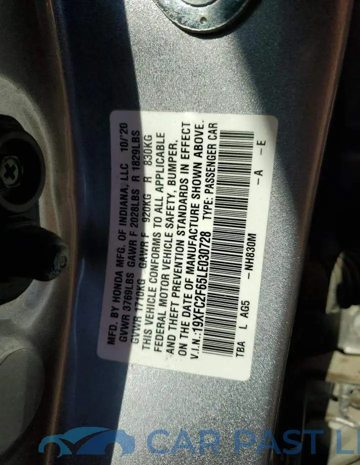 19XFC2F65LE030728# 10