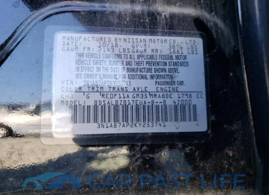 3N1AB7AP2KY253741# 10