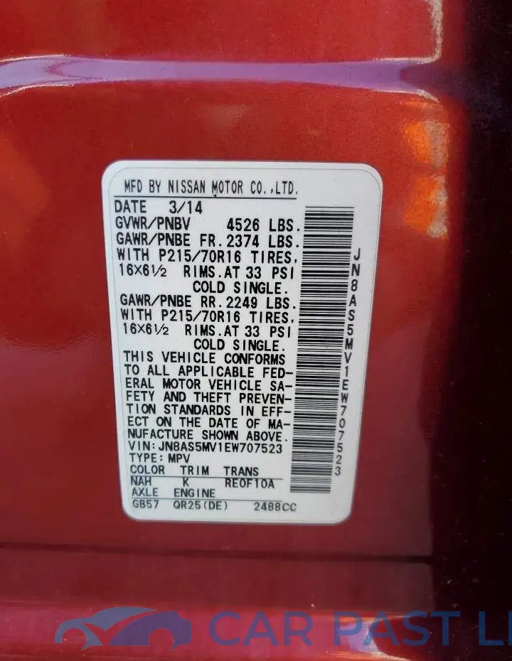 JN8AS5MV1EW707523# 14