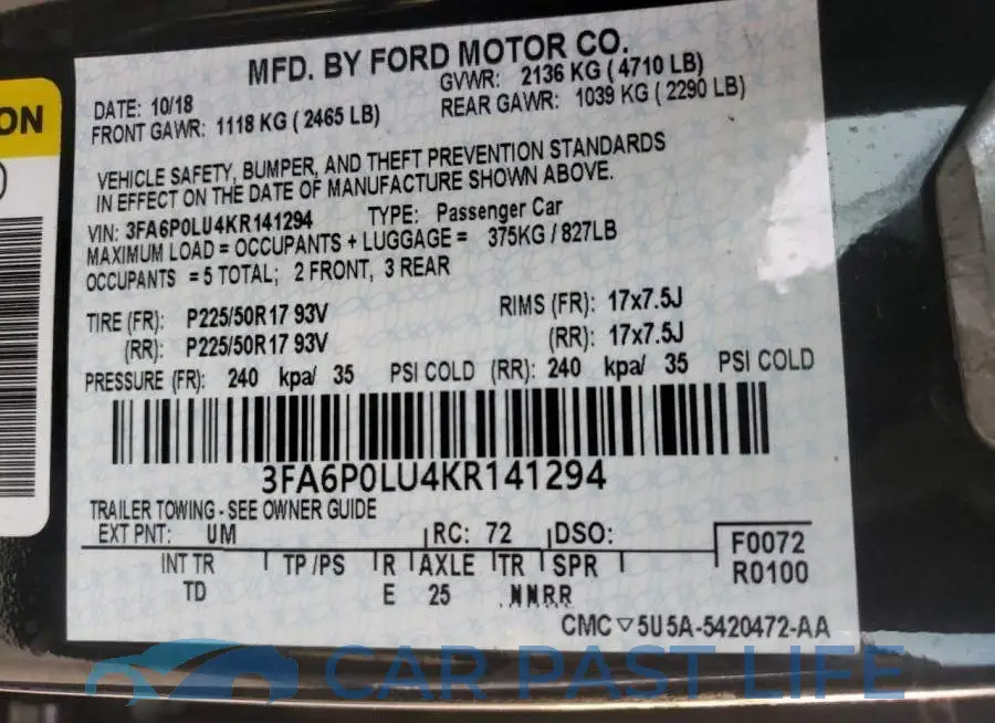 3FA6P0LU4KR141294# 12