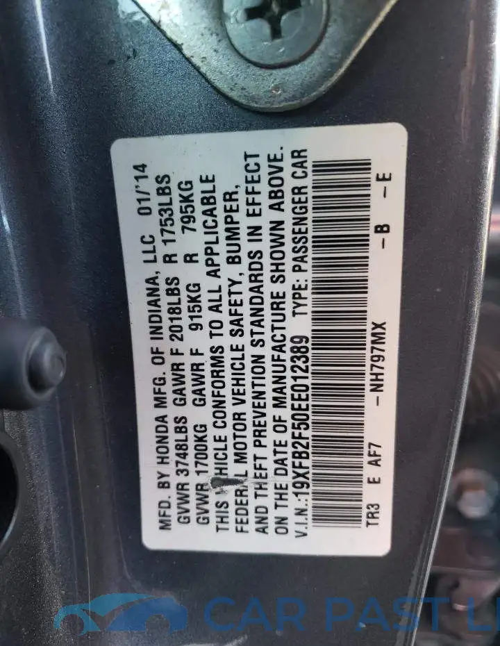 19XFB2F50EE012389# 10