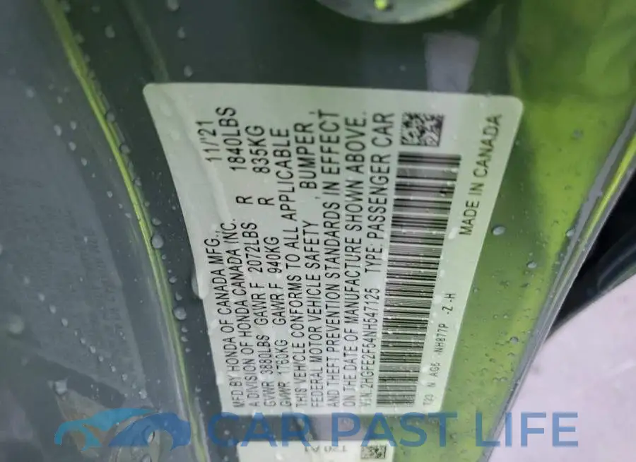 2HGFE2F54NH547125# 10