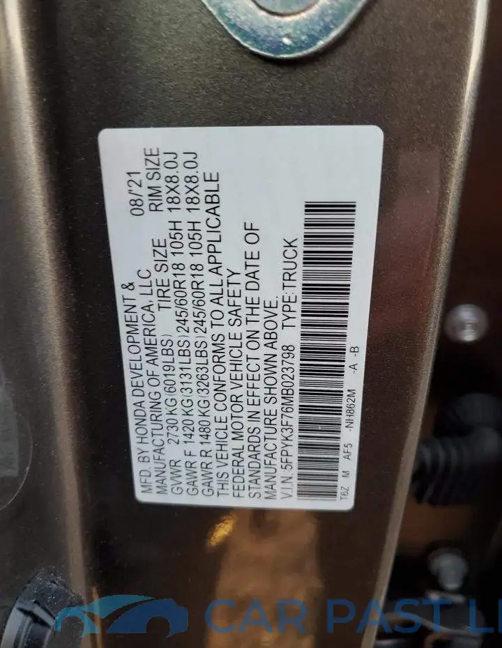 5FPYK3F76MB023798# 12