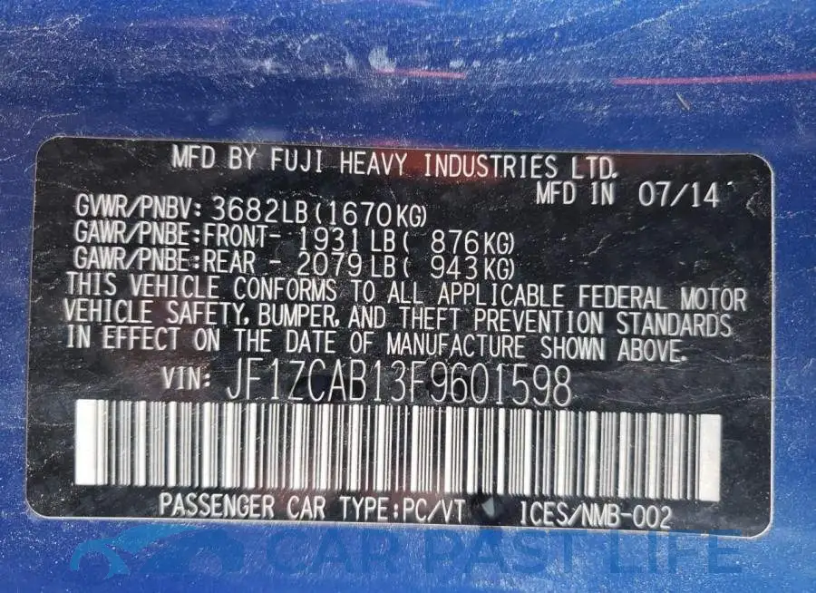 JF1ZCAB13F9601598# 13