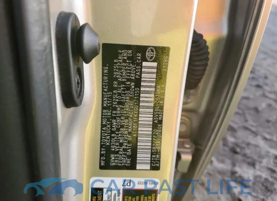 4T1BF1FKXGU171150# 12