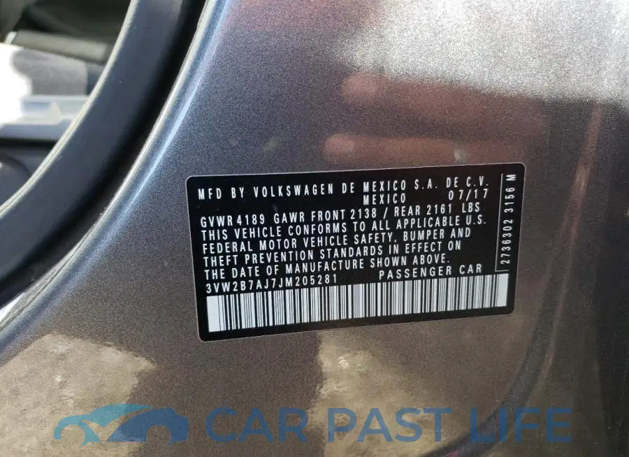 3VW2B7AJ7JM205281# 12