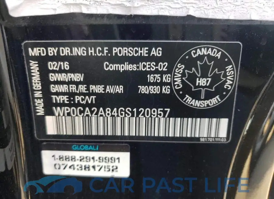 WP0CA2A84GS120957# 12