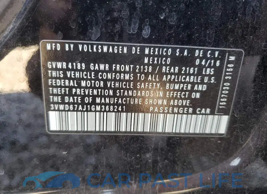 3VWD67AJ1GM368241# 10