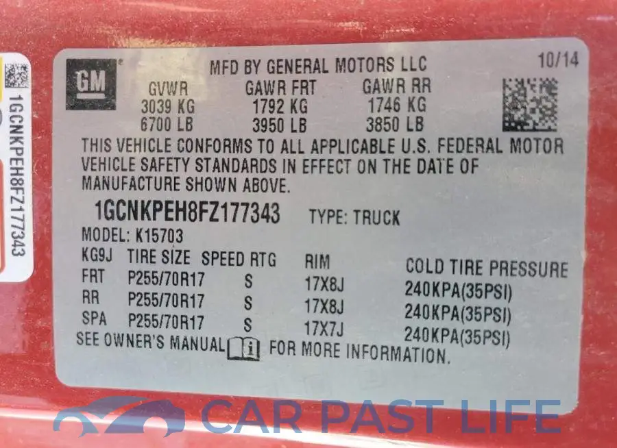 1GCNKPEH8FZ177343# 10