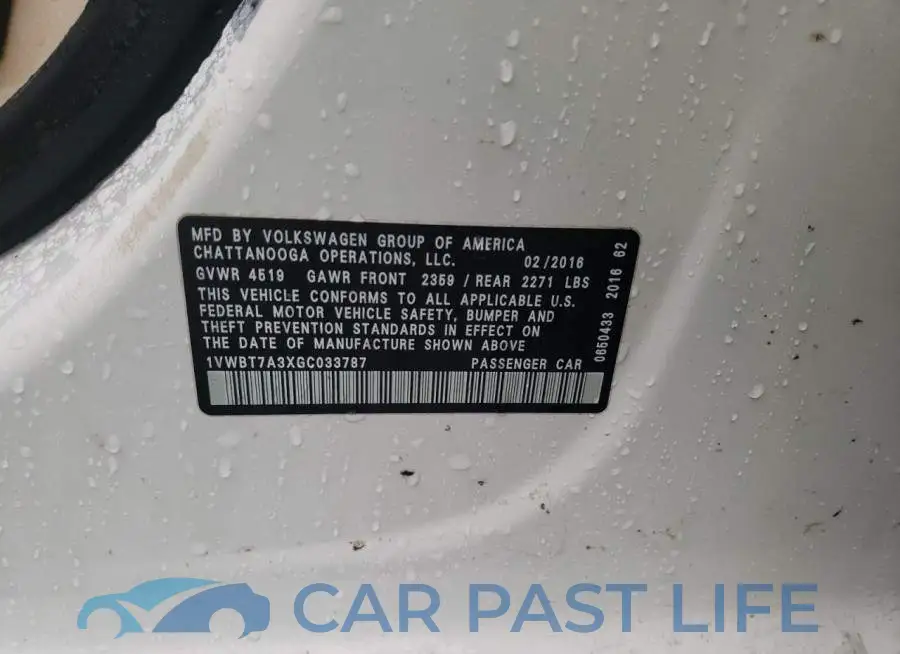 1VWBT7A3XGC033787# 12