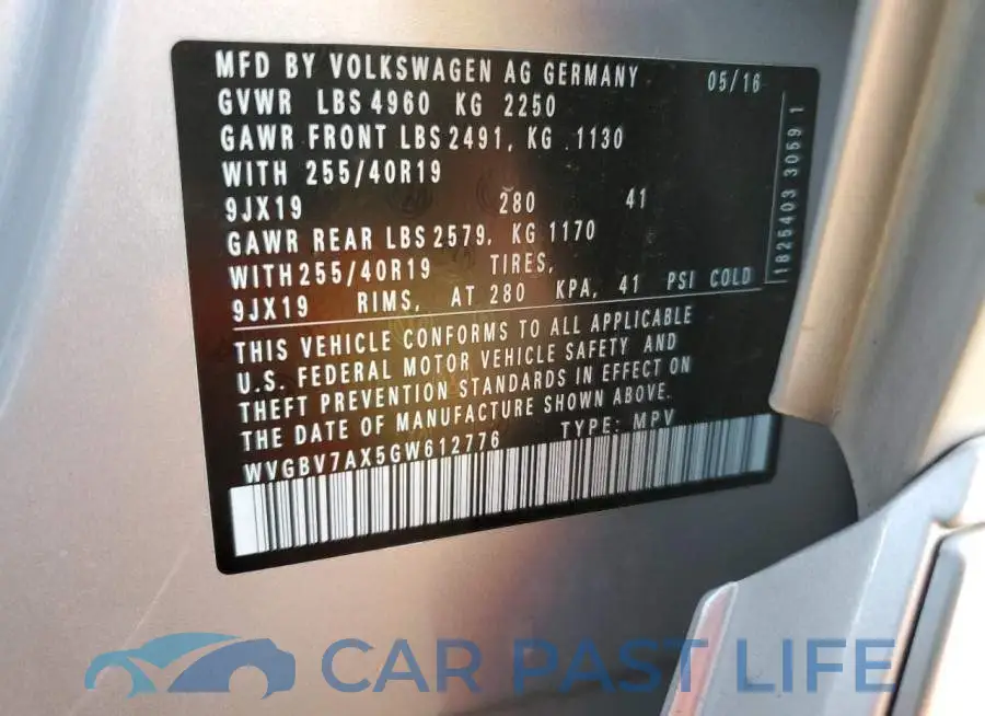 WVGBV7AX5GW612776# 12