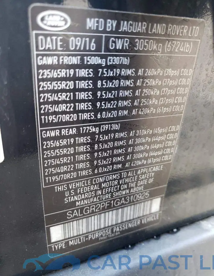 SALGR2PF1GA310925# 10