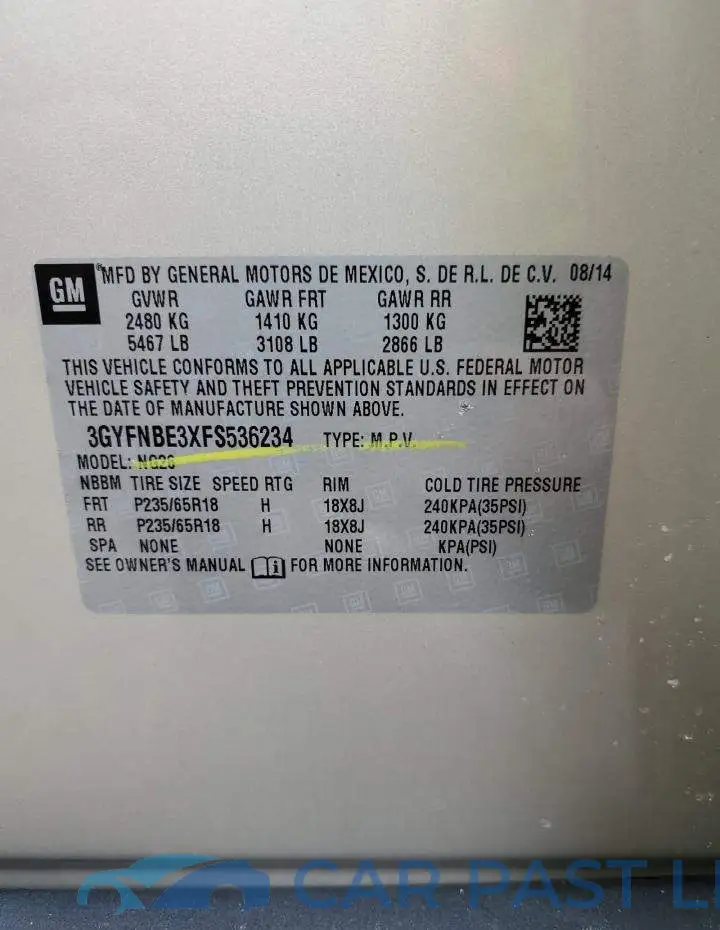 3GYFNBE3XFS536234# 13