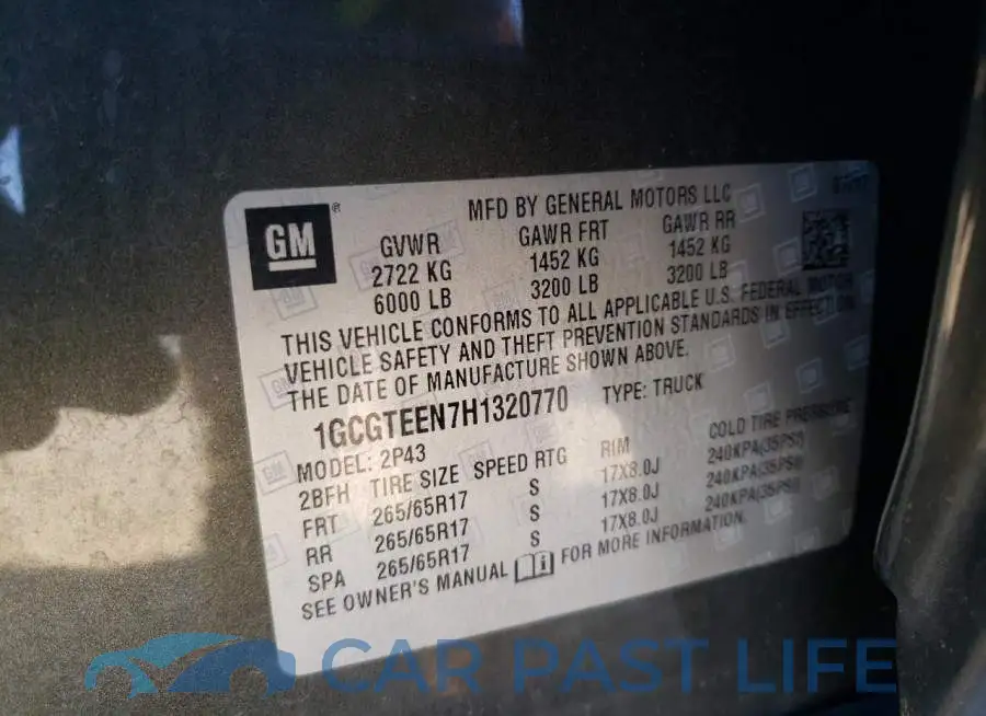 1GCGTEEN7H1320770# 10