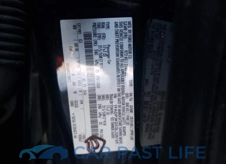 1FADP3K2XGL326125# 12