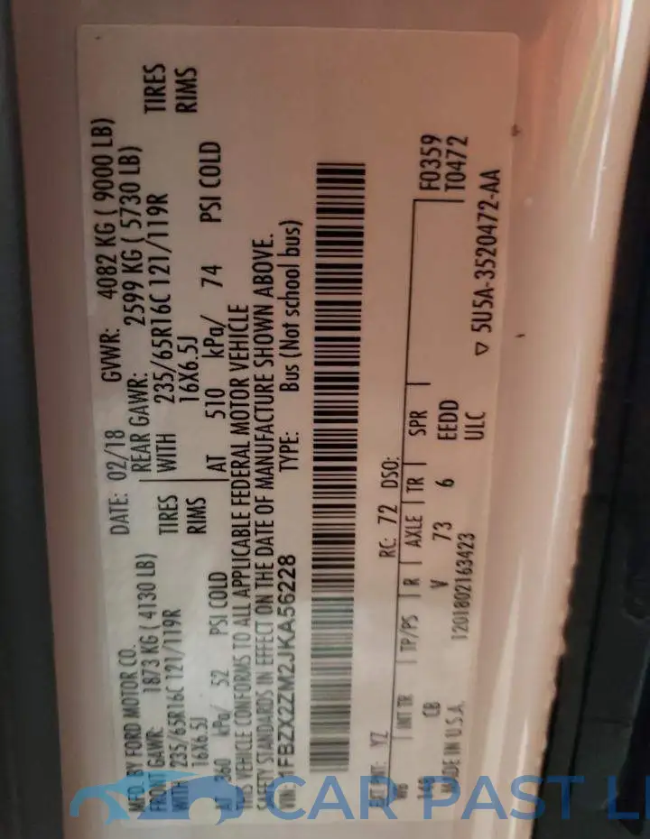 1FBZX2ZM2JKA56228# 13