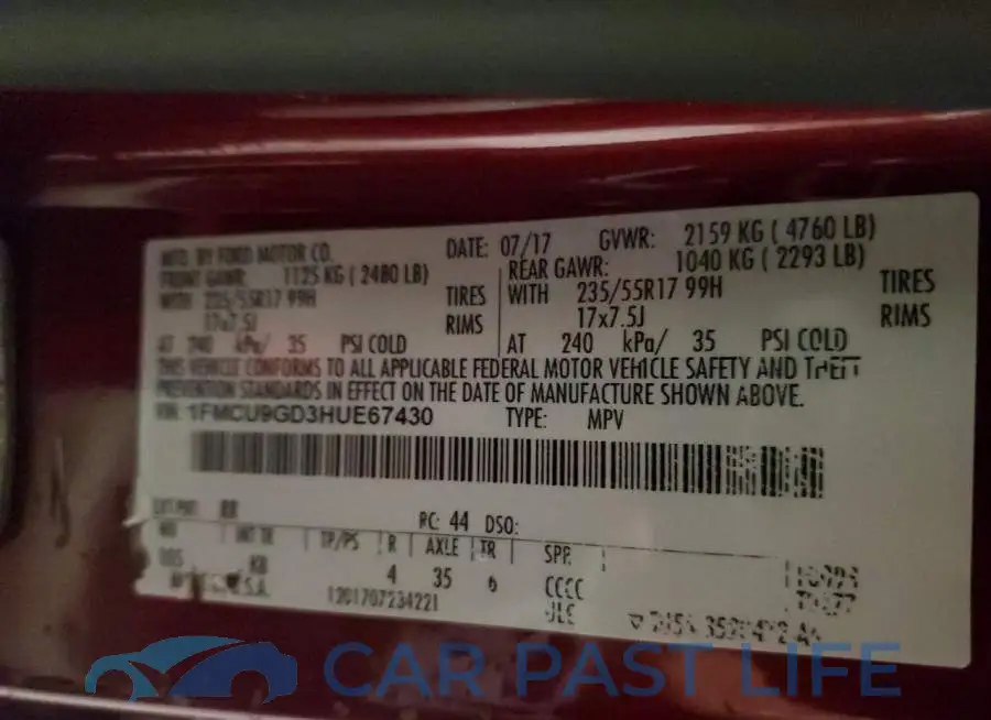 1FMCU9GD3HUE67430# 12