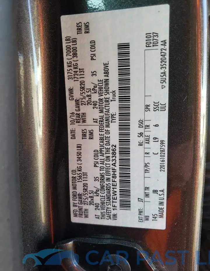 1FTEW1EF8HFA33862# 12