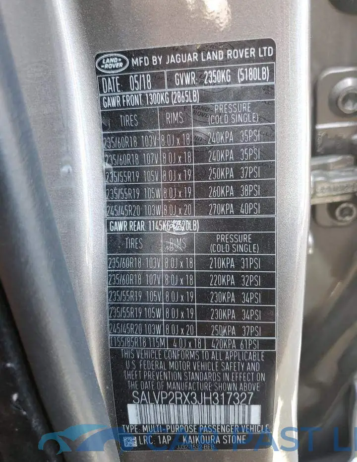 SALVP2RX3JH317327# 13