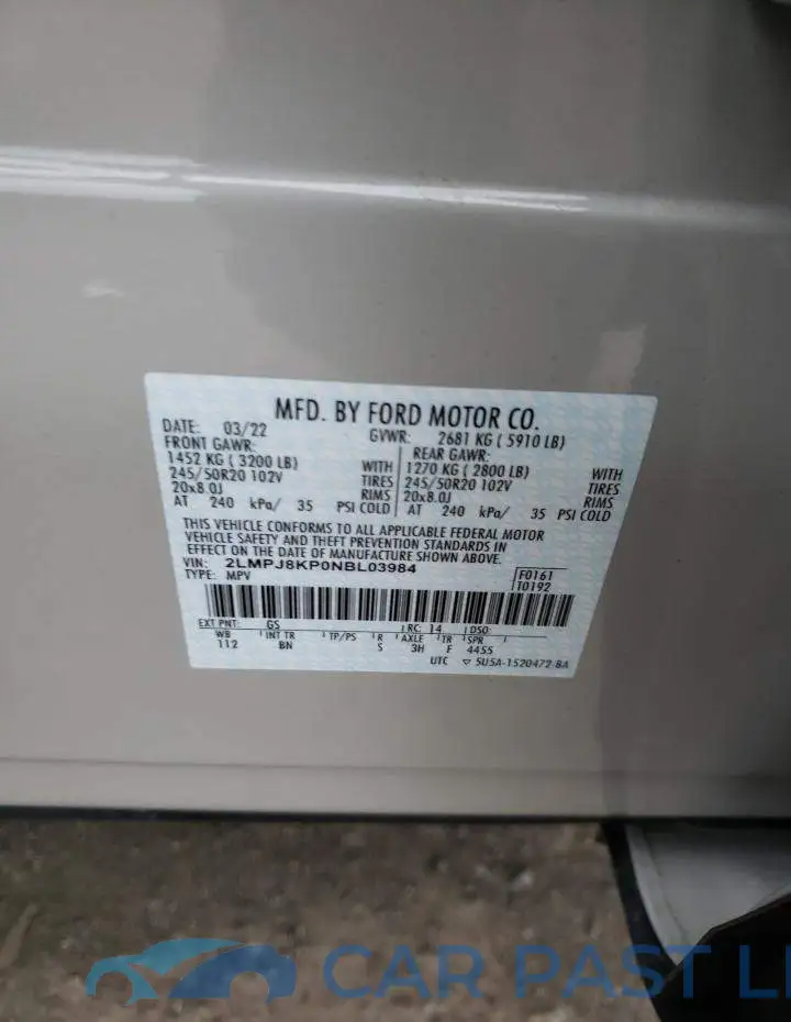 2LMPJ8KP0NBL03984# 12
