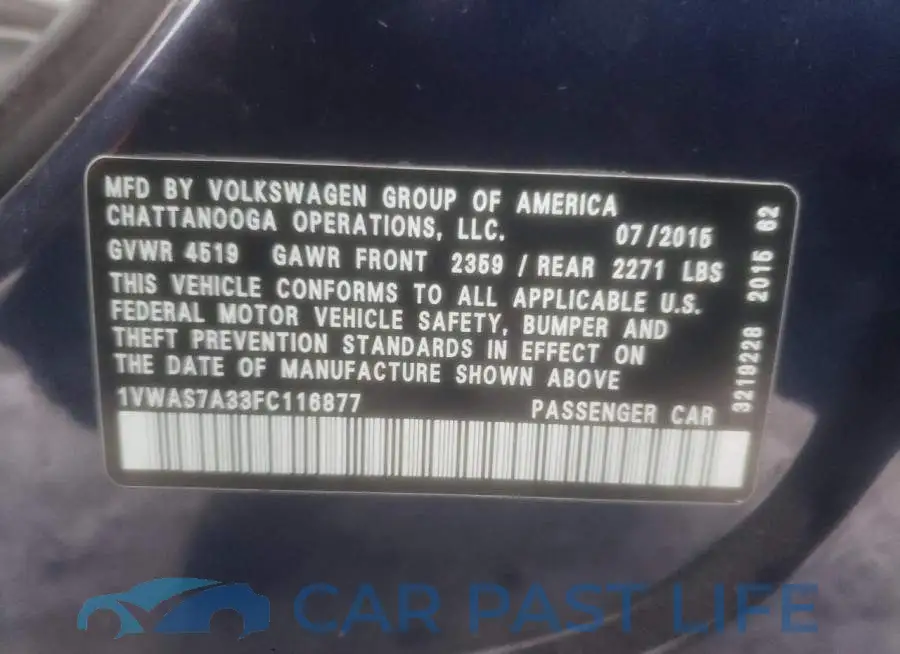 1VWAS7A33FC116877# 12