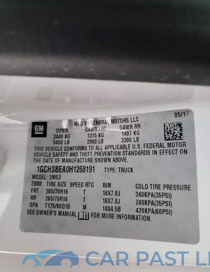1GCHSBEA0H1268191# 12