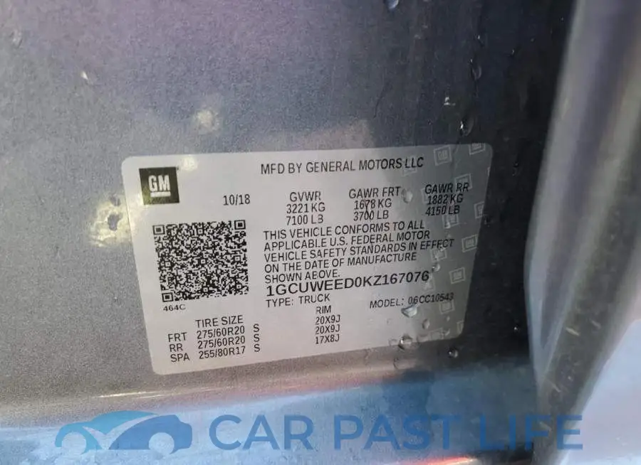 1GCUWEED0KZ167076# 12