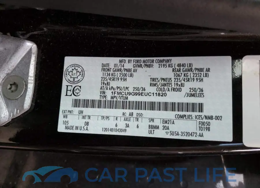 1FMCU9G99EUC11820# 12