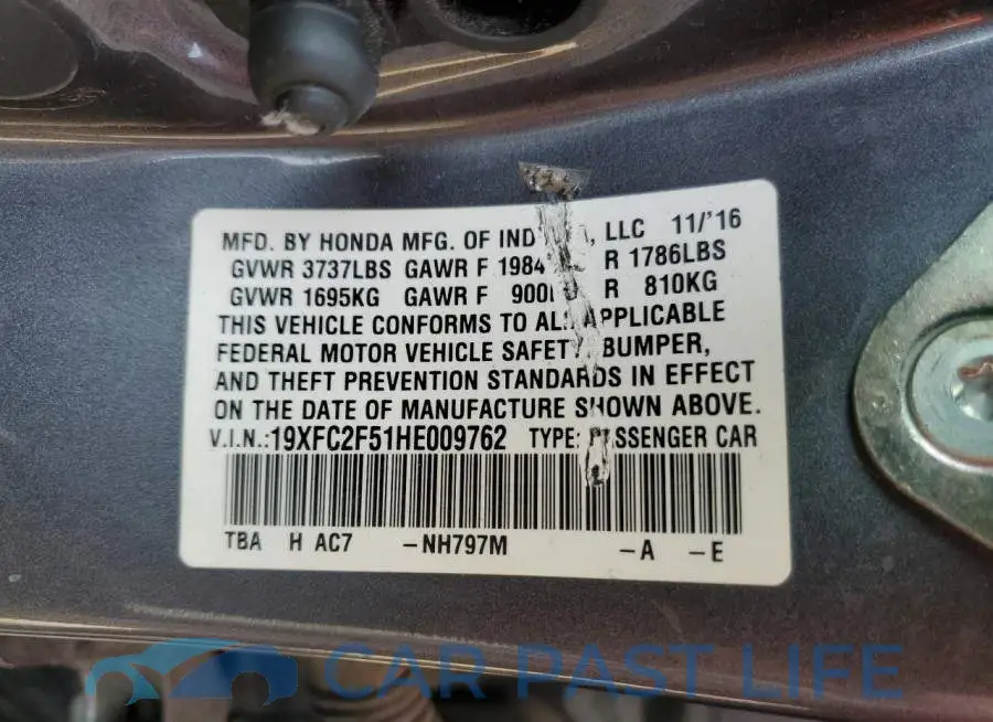 19XFC2F51HE009762# 10