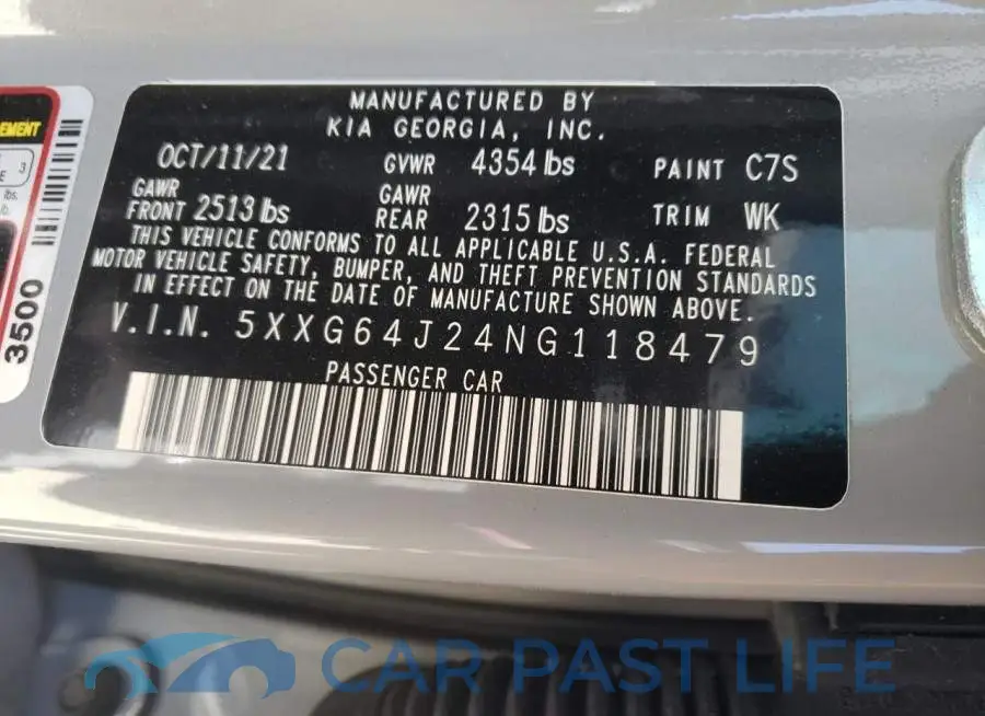 5XXG64J24NG118479# 10