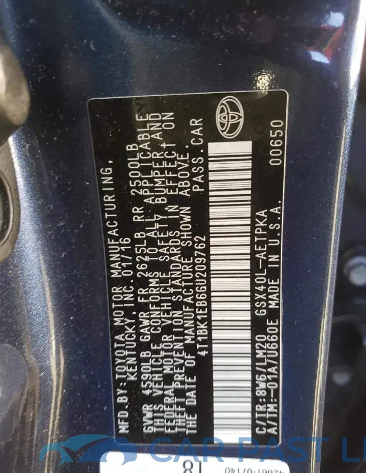 4T1BK1EB6GU209762# 12