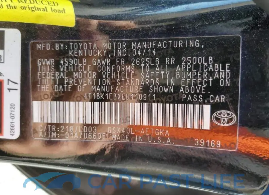 4T1BK1EBXEU110911# 12