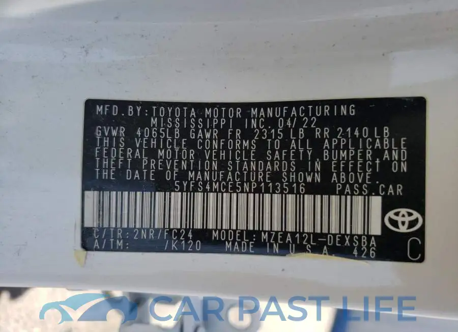 5YFS4MCE5NP113516# 10