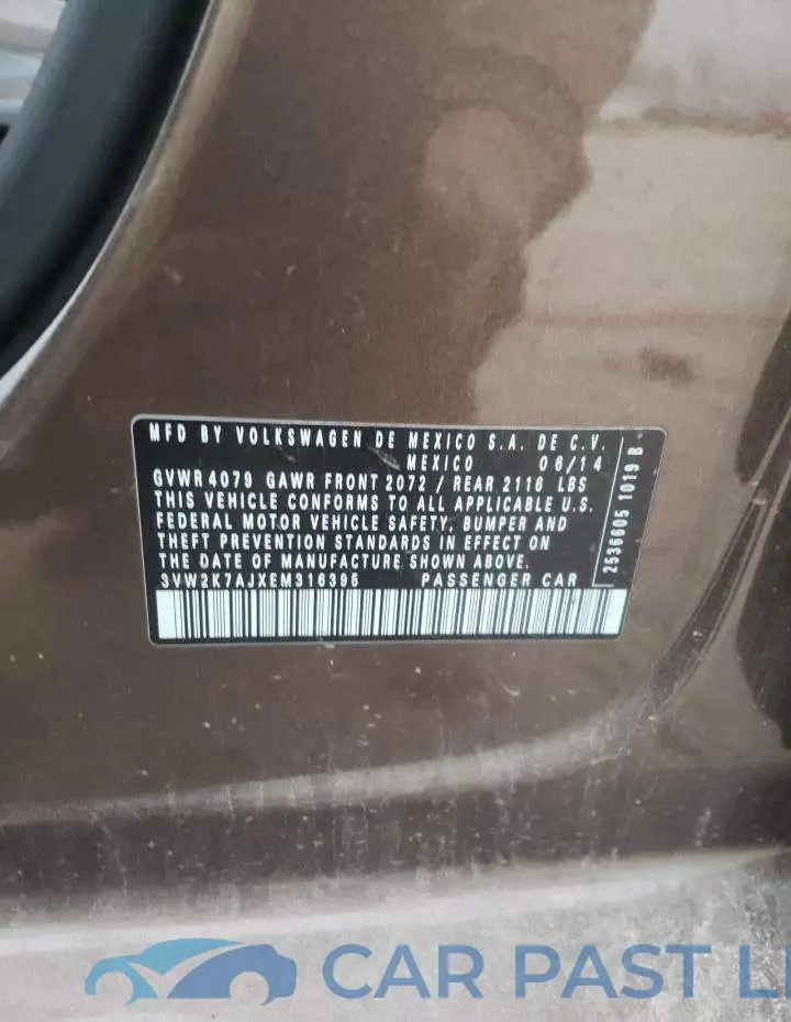 3VW2K7AJXEM316395# 12