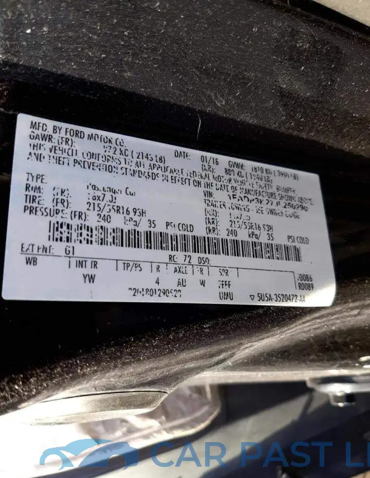 1FADP3K27JL250290# 10