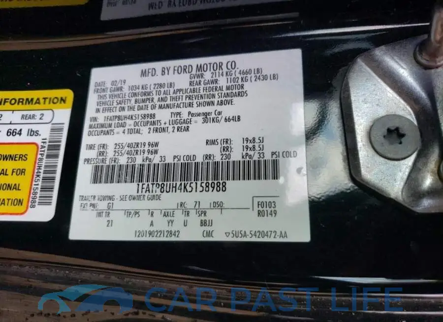 1FATP8UH4K5158988# 12