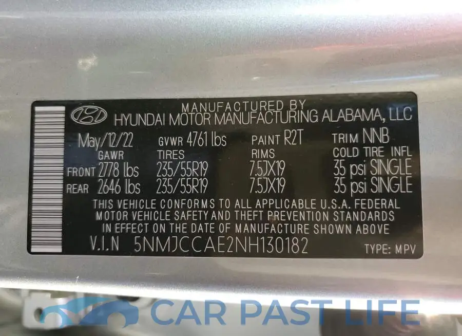 5NMJCCAE2NH130182# 12